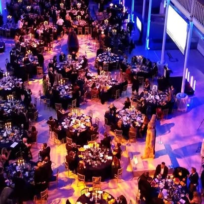Gala dinner with guests seated at round tables